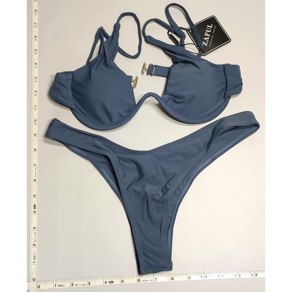 NWT ZAFUL Small Push Up Gray bikini set - Picture 1 of 6